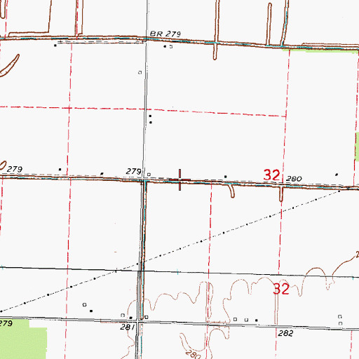 Topographic Map of Main Ditch Number 32, MO
