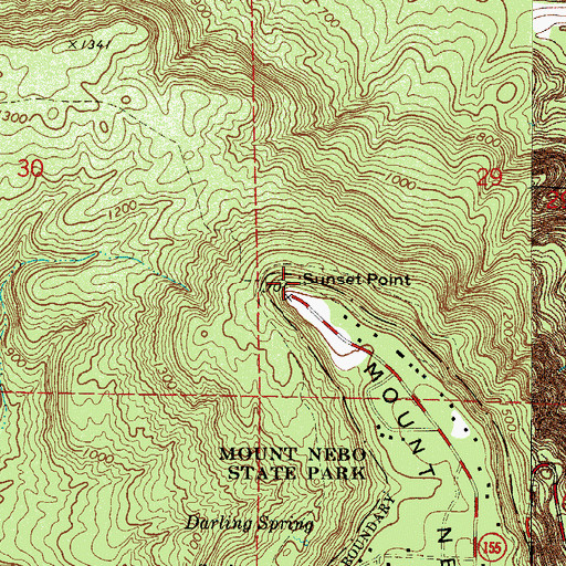 Topographic Map of Sunset Point, AR