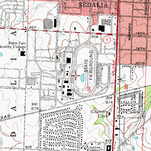 Topographic Map of State Fairground Racetrack, MO