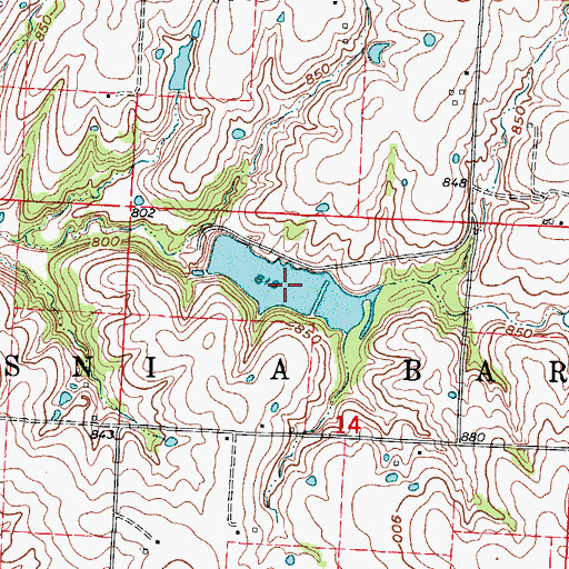 Topographic Map of Odessa Reservoir, MO