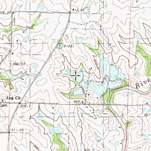 Topographic Map of Hartell Lake, MO