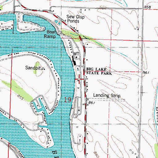Topographic Map of Big Lake State Park, MO