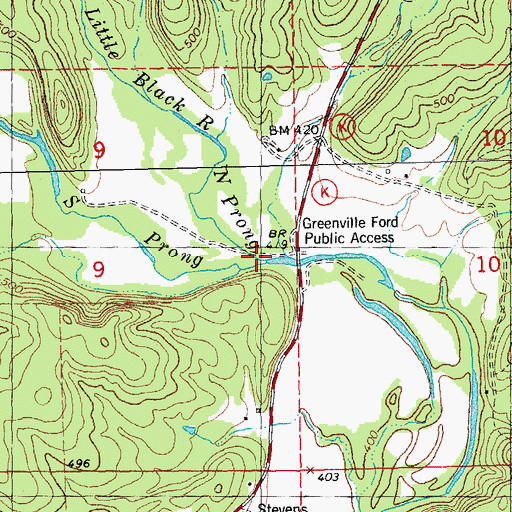 Topographic Map of South Prong Little Black River, MO