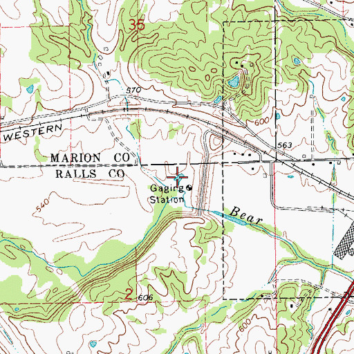 Topographic Map of Bear Creek Reservoir, MO