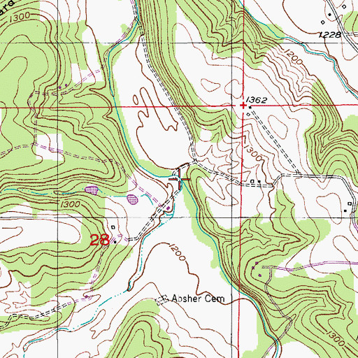 Topographic Map of Absher Prong, MO