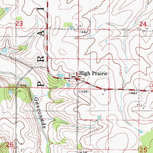 Topographic Map of High Prairie, MO