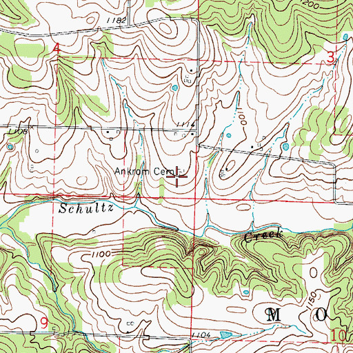 Topographic Map of Ankrom Cemetery, MO