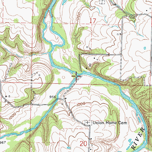 Topographic Map of Greasy Creek, MO