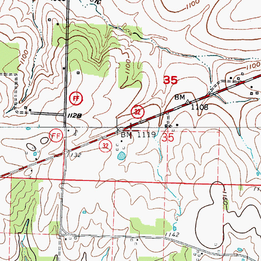 Topographic Map of Bloomer School (historical), MO
