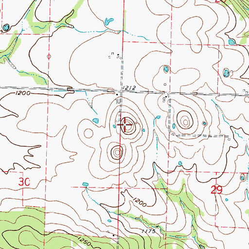 Topographic Map of Blue Mounds, MO