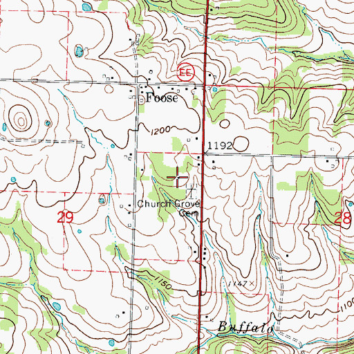Topographic Map of Church Grove Church (historical), MO