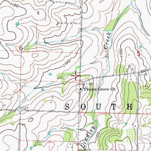 Topographic Map of Prairie Grove Church (historical), MO