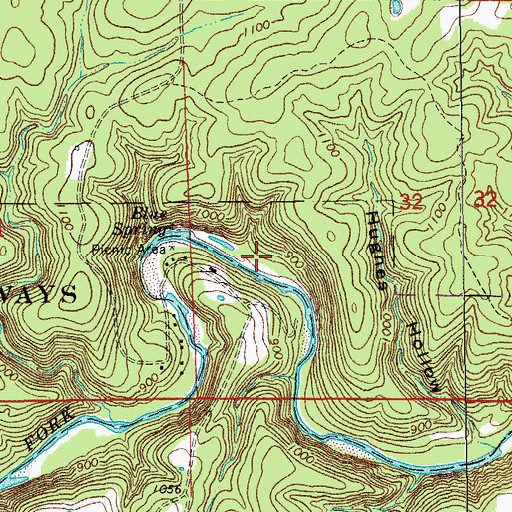 Topographic Map of Baptizing Hole, MO