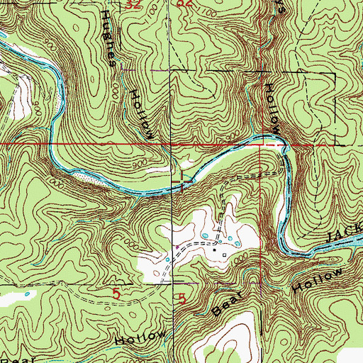Topographic Map of Muck Forty Hole, MO