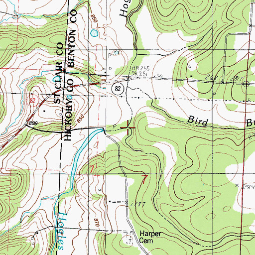 Topographic Map of Gover Branch, MO