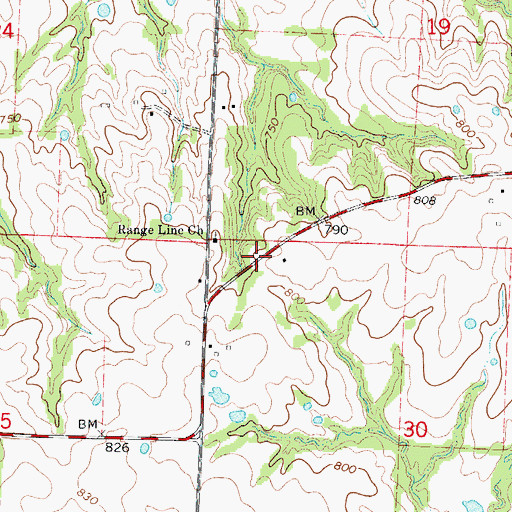 Topographic Map of Tedieville, MO
