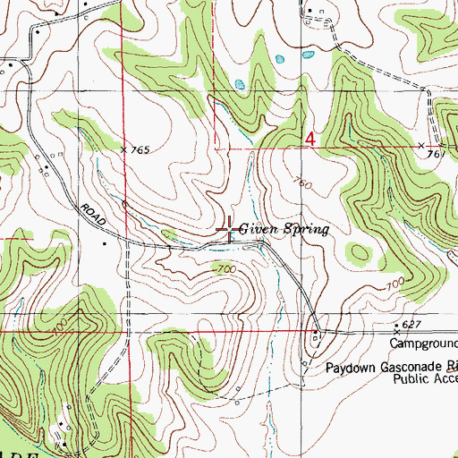 Topographic Map of Given Spring, MO