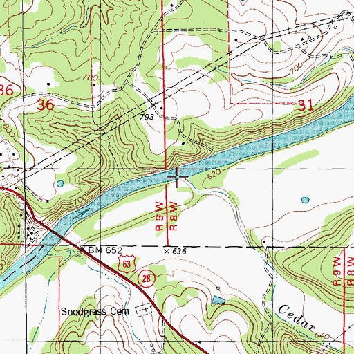 Topographic Map of Paradise Valley, MO