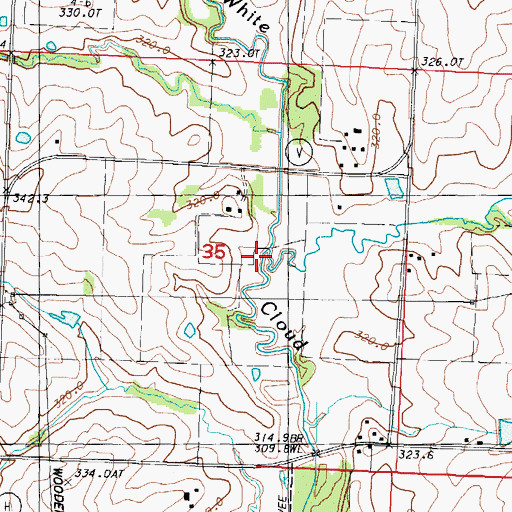 Topographic Map of Peach Creek, MO