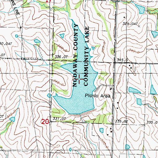 Topographic Map of Nodaway County Community Lake, MO