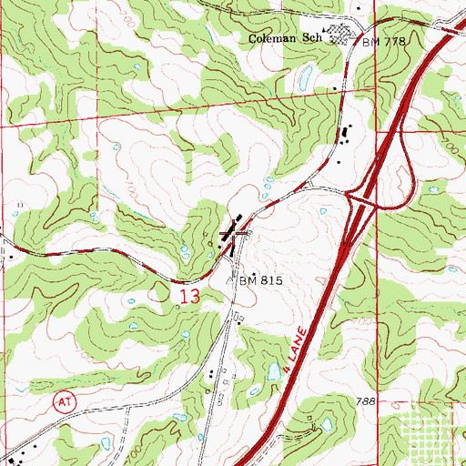 Topographic Map of The Diamonds, MO