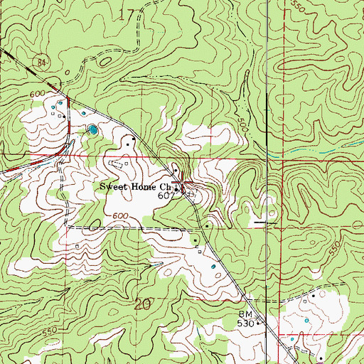 Topographic Map of Sweet Home Church, AR