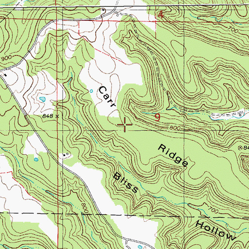 Topographic Map of Carr Ridge, MO
