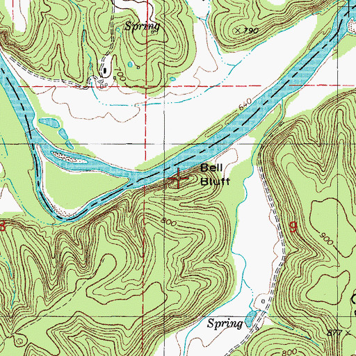 Topographic Map of Bell Bluff, MO
