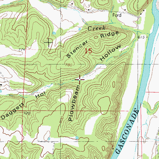 Topographic Map of Daggett Hollow, MO