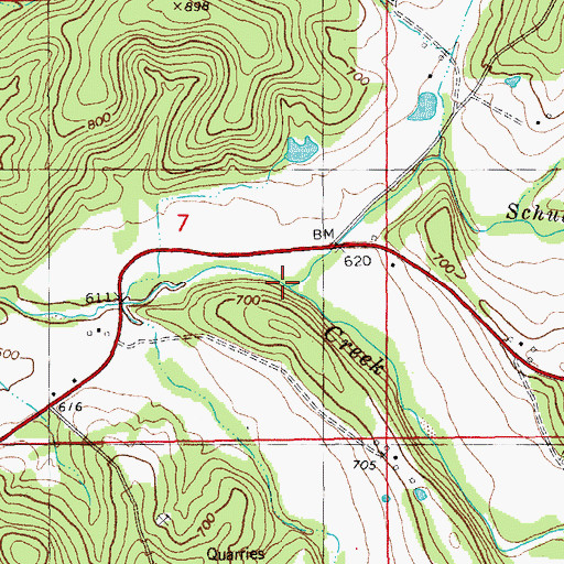 Topographic Map of Schulte Creek, MO