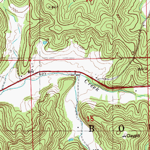 Topographic Map of South Branch Pin Oak Creek, MO
