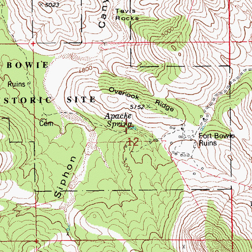 Topographic Map of Apache Spring, AZ