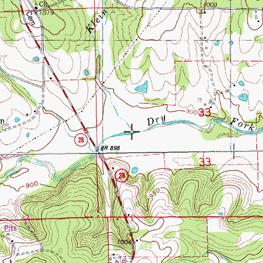 Topographic Map of Klein Branch, MO