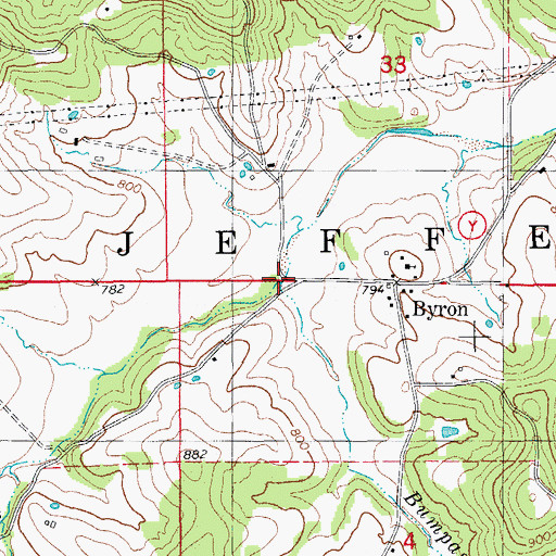 Topographic Map of Bumpass Creek, MO