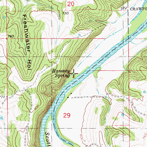 Topographic Map of Ramsey Spring, MO