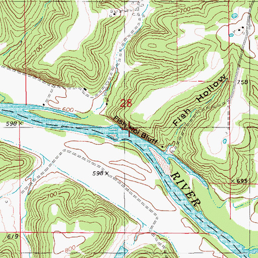 Topographic Map of Fish Hollow Bluff, MO