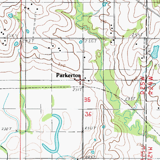 Topographic Map of Parkerton, MO
