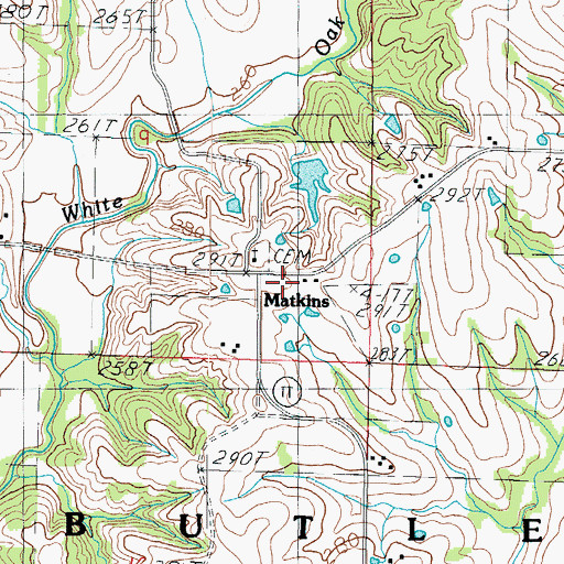 Topographic Map of Matkins, MO