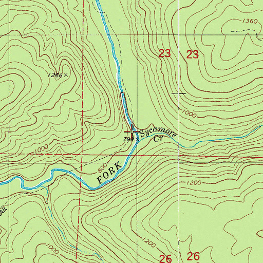 Topographic Map of Sycamore Creek, AR