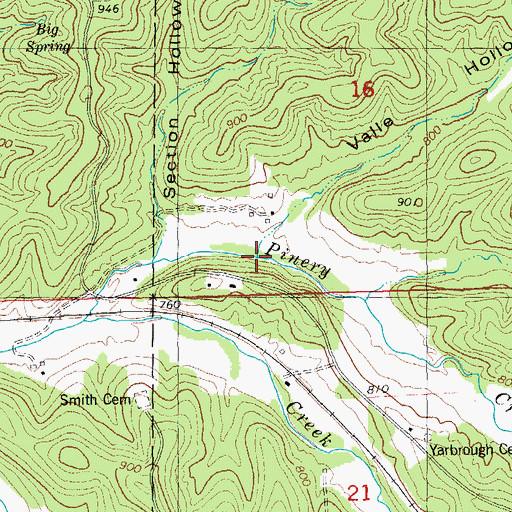 Topographic Map of Valle Hollow, MO