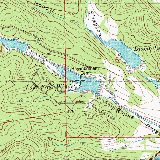 Topographic Map of Lake Four Winds, MO