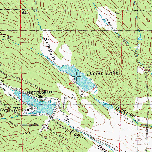 Topographic Map of Diablo Lake, MO