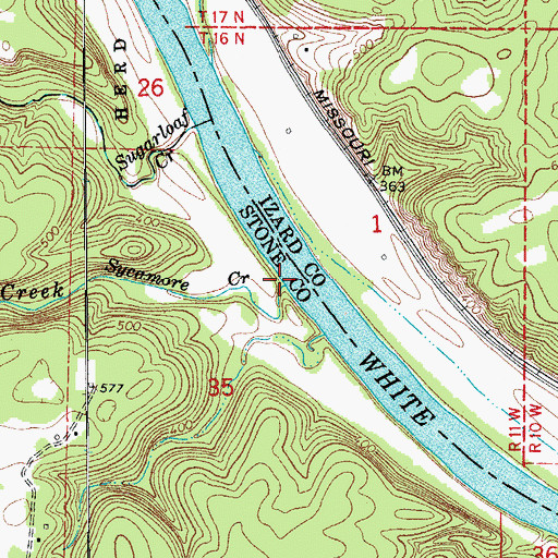 Topographic Map of Sycamore Creek, AR
