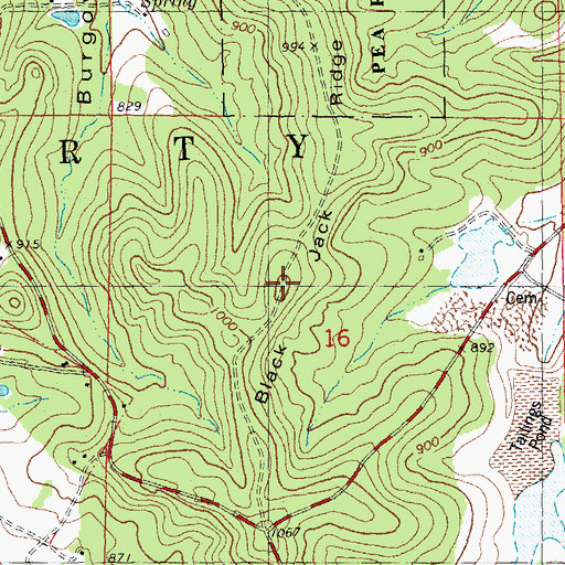 Topographic Map of Black Jack Ridge, MO