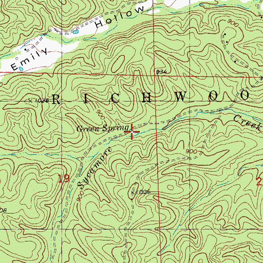Topographic Map of Green Spring, MO