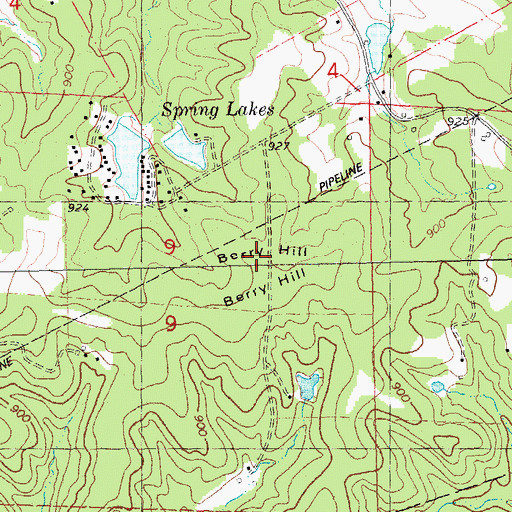 Topographic Map of Berry Hill, MO