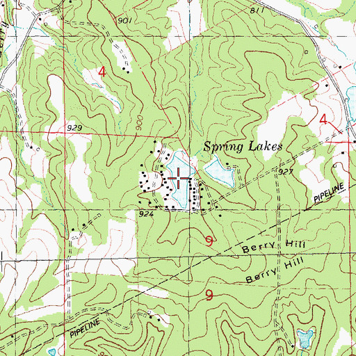 Topographic Map of Spring Lakes, MO