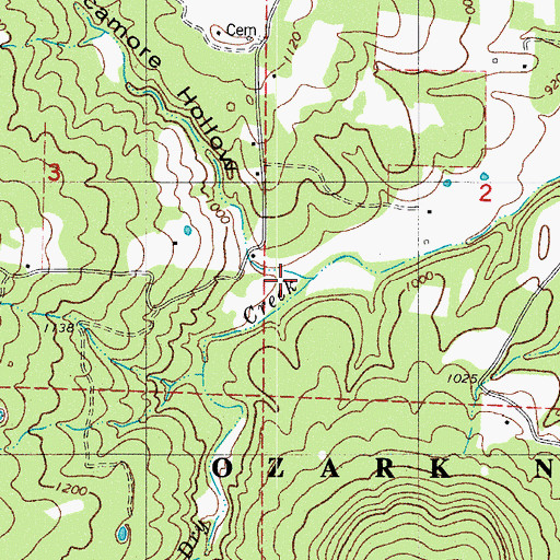 Topographic Map of Sycamore Hollow, AR