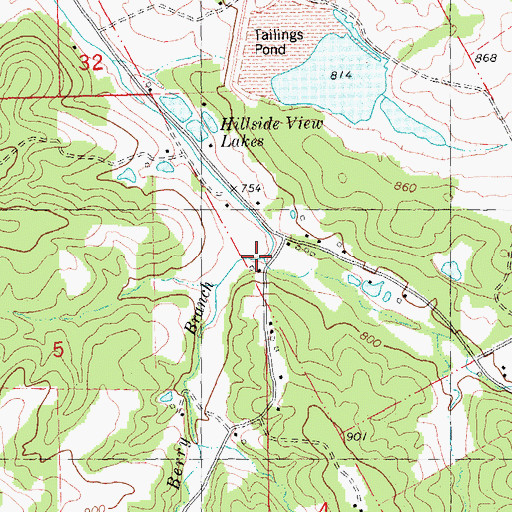 Topographic Map of Berry Branch, MO