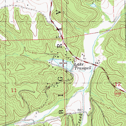 Topographic Map of Lake Tranquil, MO